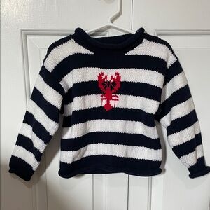 Striped Sweater with Lobster Design